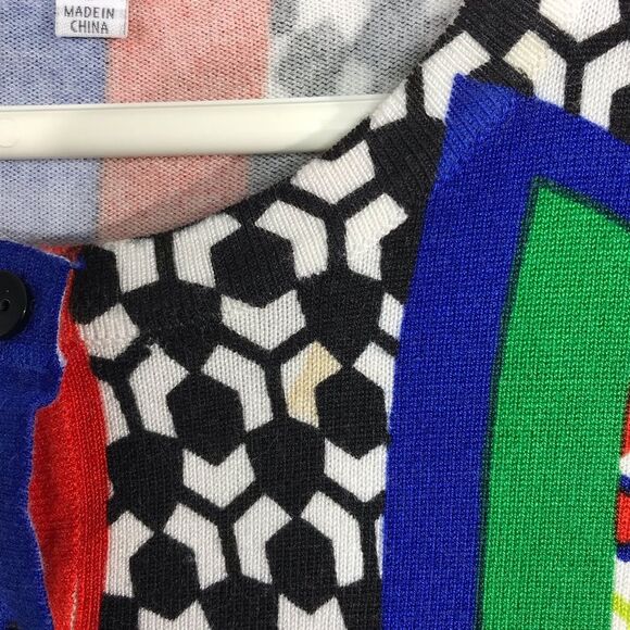 Joseph A Womens Cardigan Sweater Geometric Hive Print Stretch Size Small - Picture 13 of 16